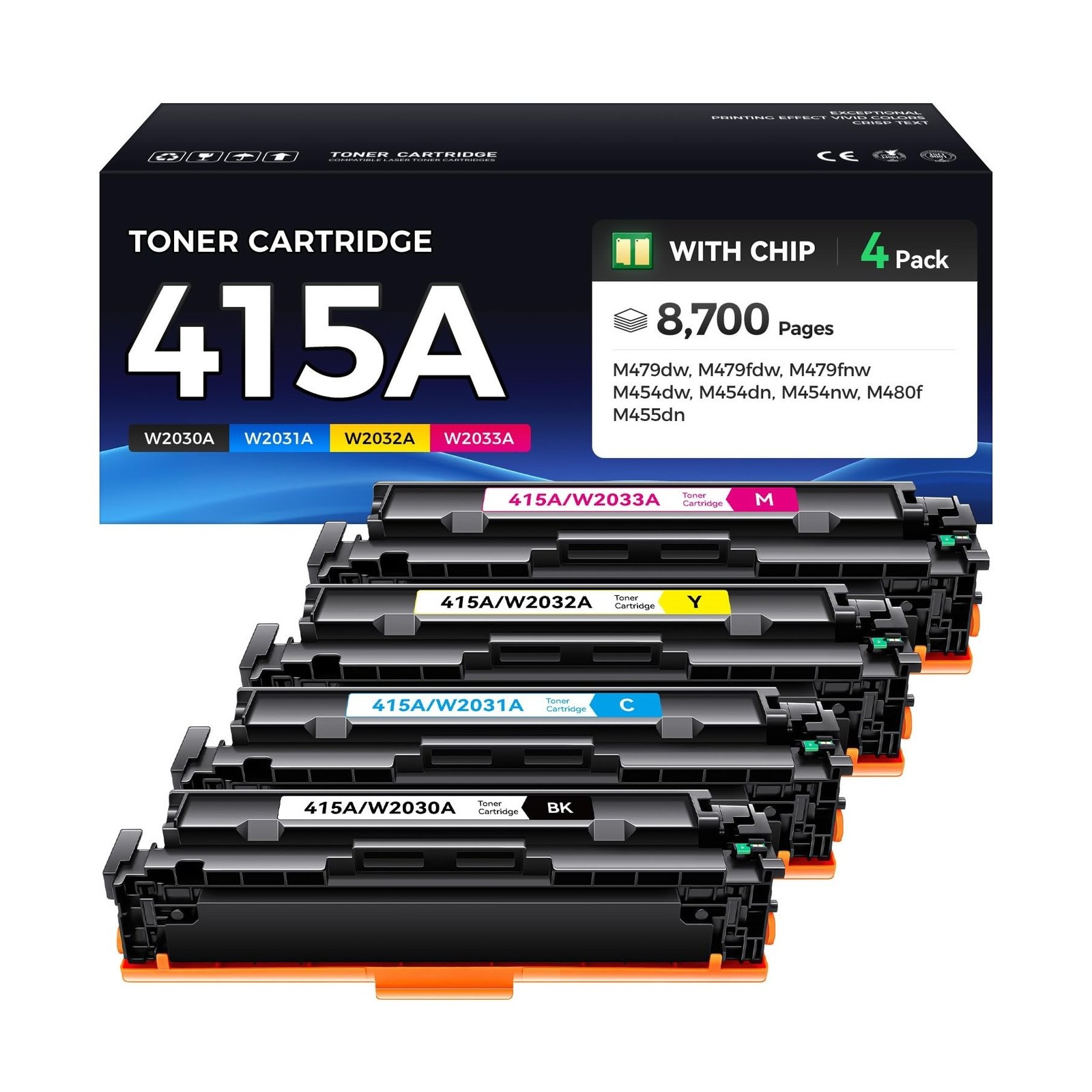415A Toner Cartridge Set 4-Pack Replacement for HP 415A W2030A W2031A W2032A ...