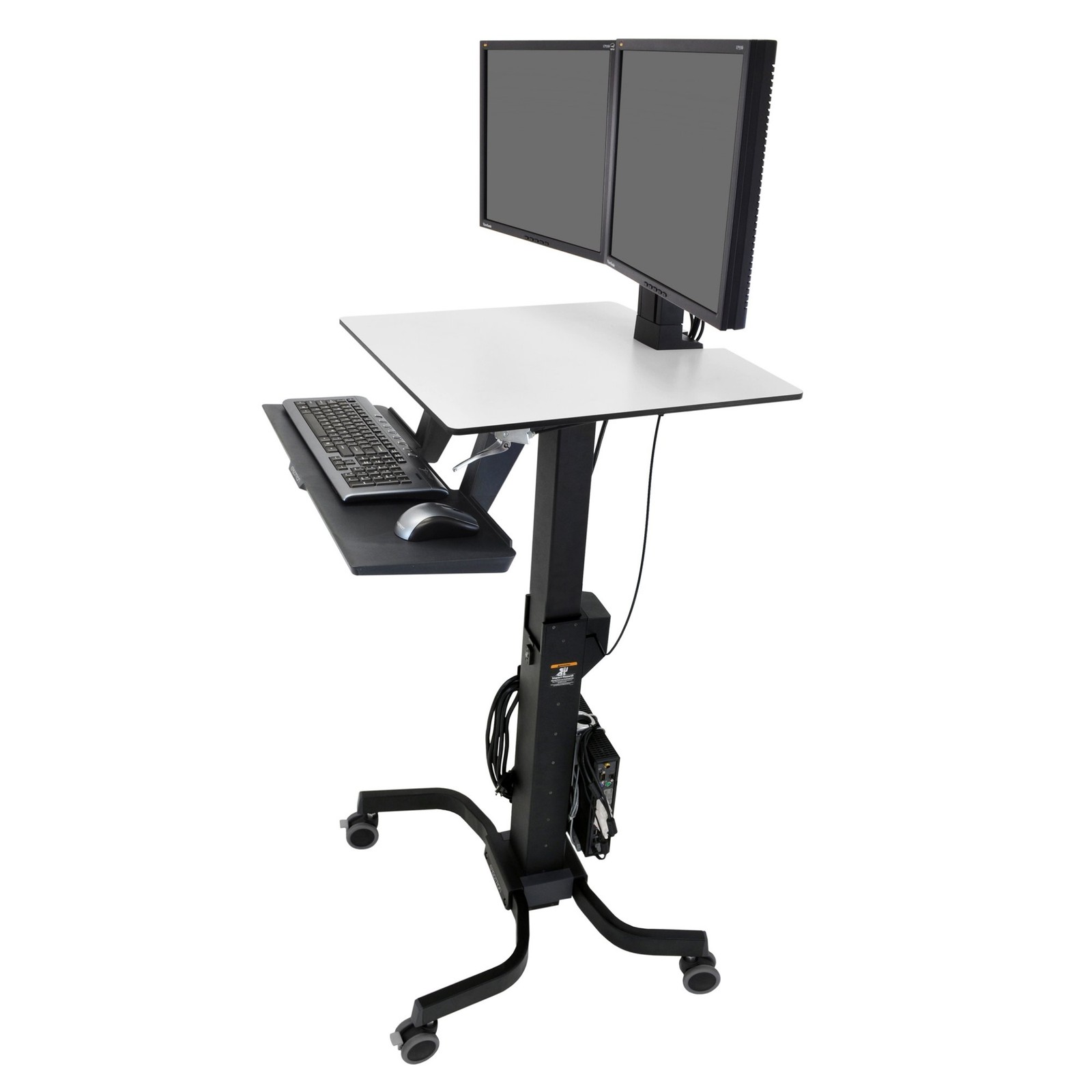 Ergotron – WorkFit-C Dual Monitor Mobile Standing Desk for 2 Monitors Up to 24 I