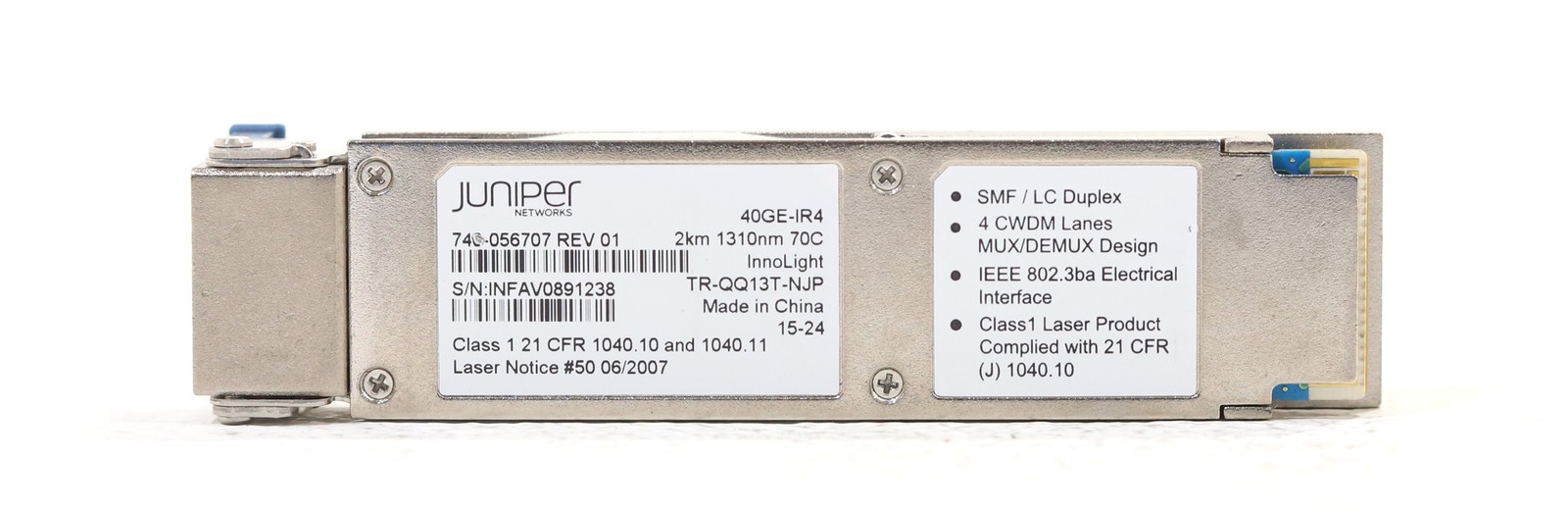 Juniper 40GE-IR4 40GbE QSFP+ SMF Transceiver Module P/N: 740-056707 Tested