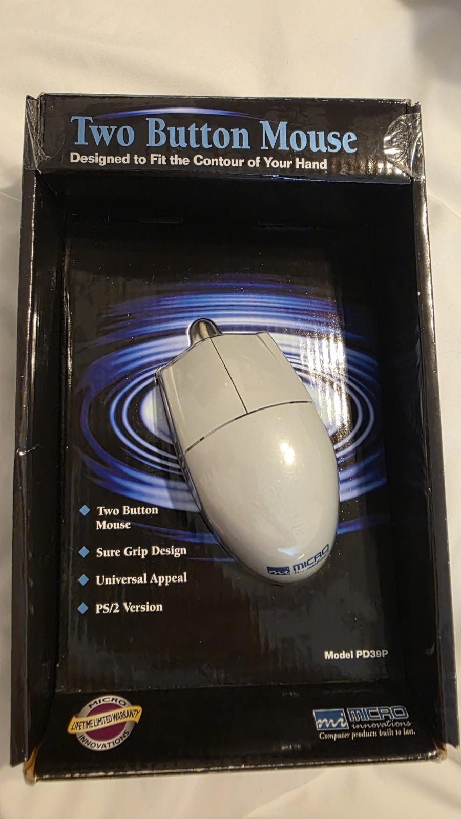 Micro Innovations PS/2 Optical Scroll Mouse Model PD430P NEW OLD STOCK (NOS)