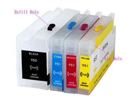 4 Refillable Empty Cartridges For HP 950 951 Officejet Pro 8600 8100
