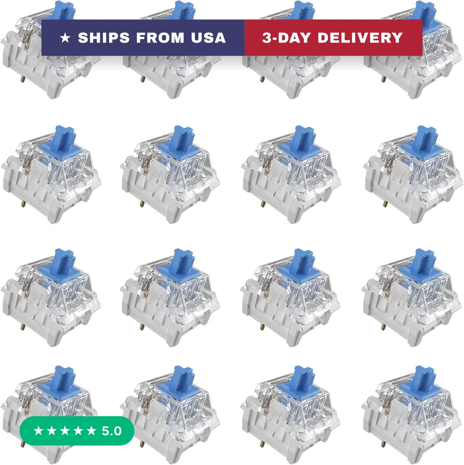 108Pcs Clickers for 3D Prints Blue Clicky Keyboard Switches