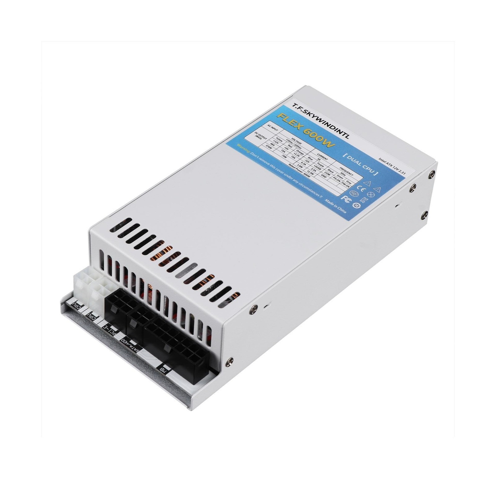 Flex ATX Power Supply 600W Dual CPU Connector Modular PSU Full Voltage 110/22...
