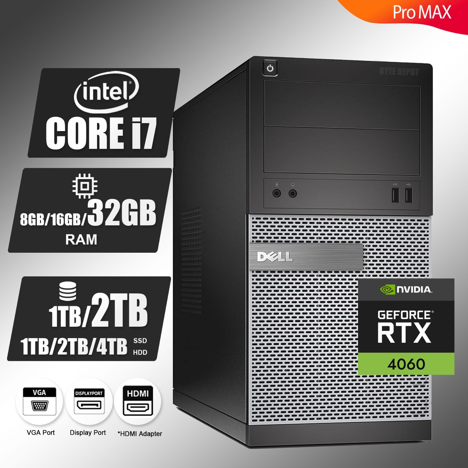 DELL Gaming PC Desktop Computer i7,Up to 32GB RAM 2T SSD NVIDIA GeForce