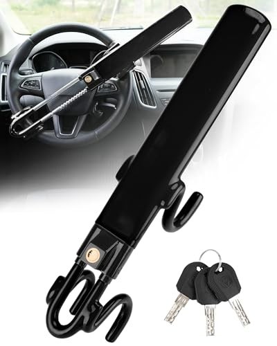 Steering Wheel Lock Anti-Theft Car Device, 3 Keys, Alloy Steel Security Lock