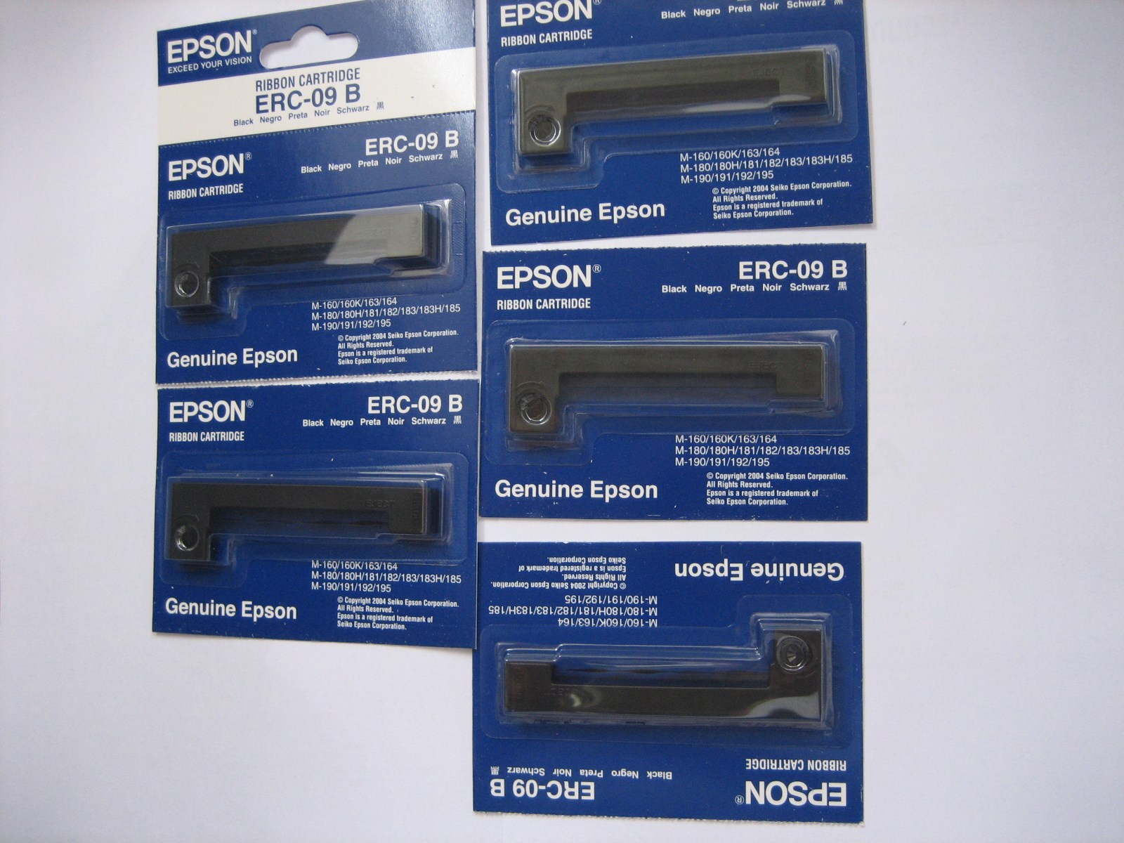 5-Pack Lot Bundle Epson Genuine ERC-09B Ribbon Ribbon Black-Black  