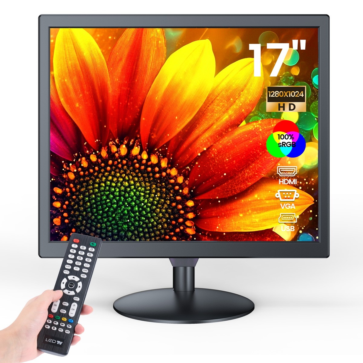 17 in Security Camera Monitor Screen 1280x1024P Built-in Speaker Remote Control