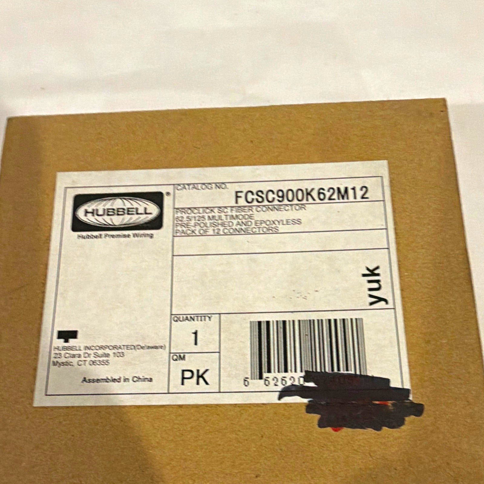 Hubbell ProClick SC Optical Fiber Connector Multimode Beige FCSC900K62M12 12pk