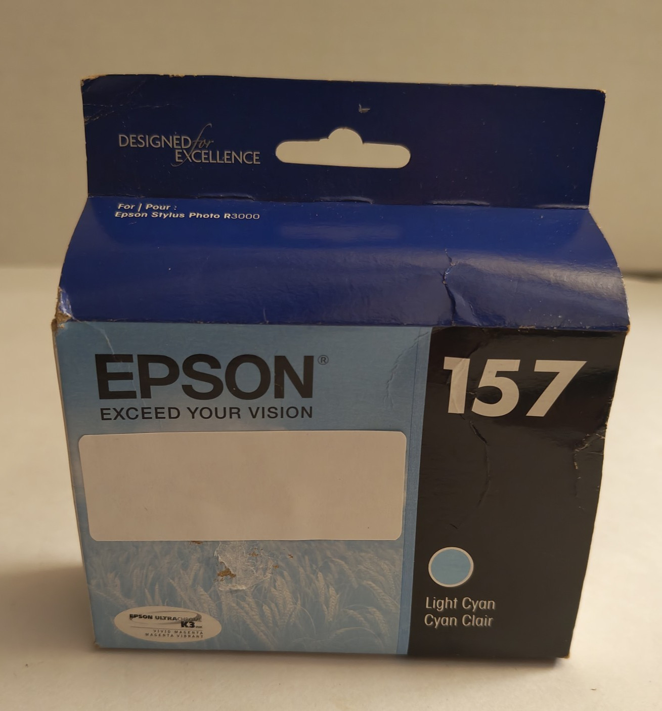 Epson 157 Light Cyan Ink Cartridge T157520 R3000 Genuine Exp 09/2021 NIB