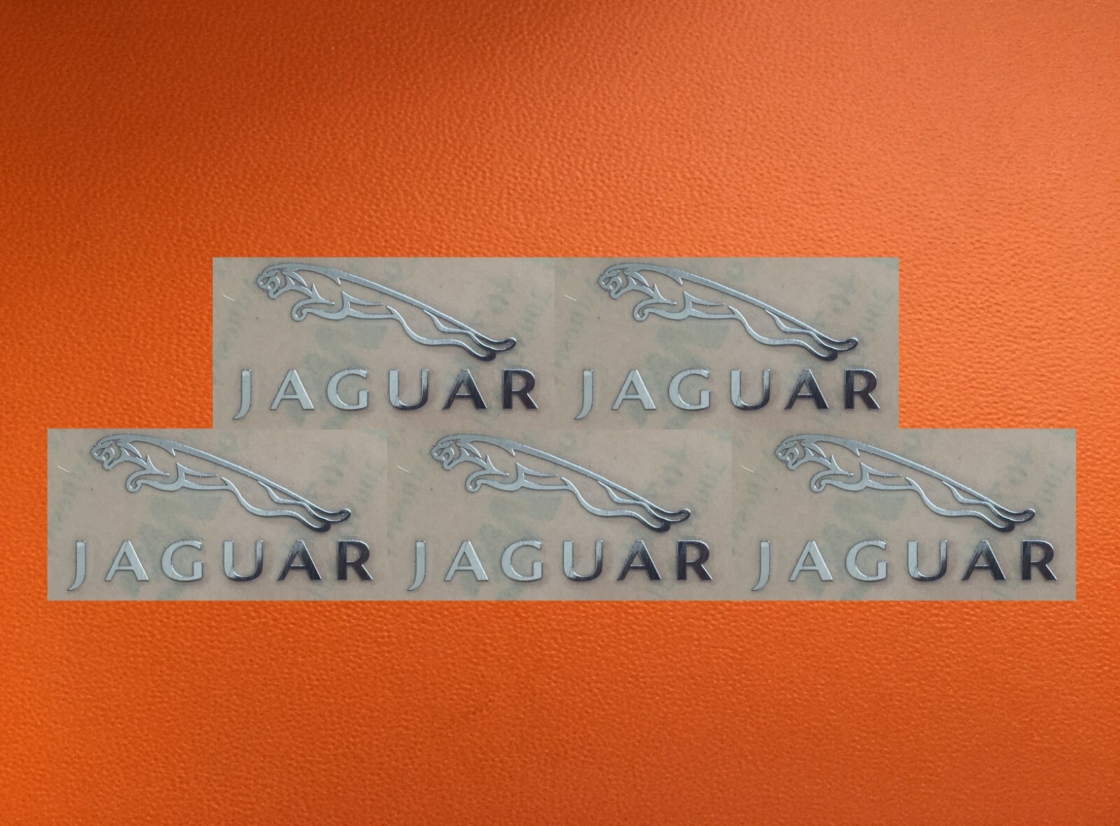 5 pcs Sticker for Jaguar Skylake Silver Chrome Color Logo Decal 30mm x 16mm