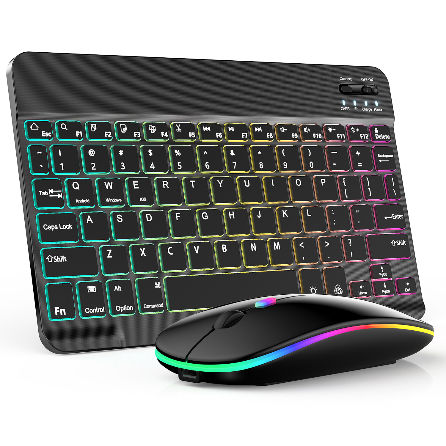 RGB Wireless Backlit Keyboard & Mouse Set -7 Colors Backlight & USB Rechargeable