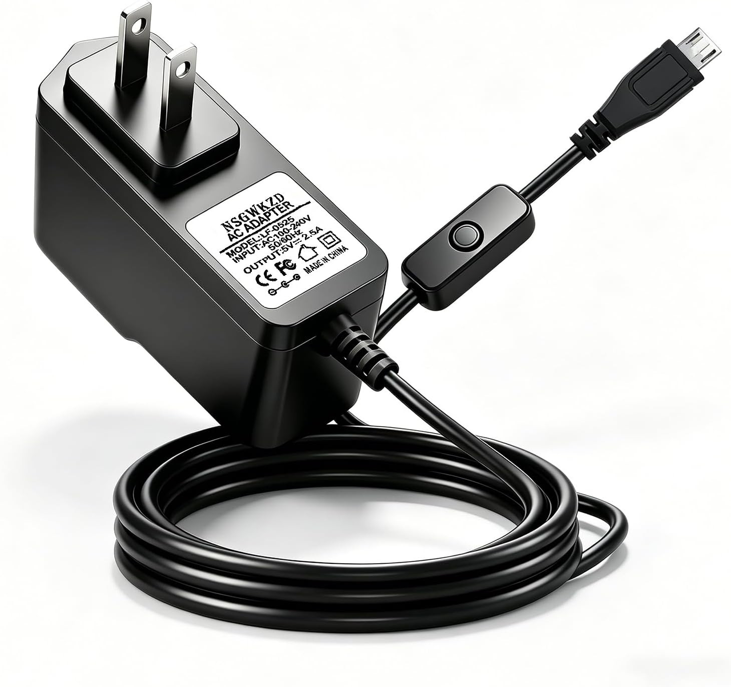 Power Supply for Raspberry Pi 3 B+, Pi 2, Zero, 5V 2.5A Micro USB Adapter