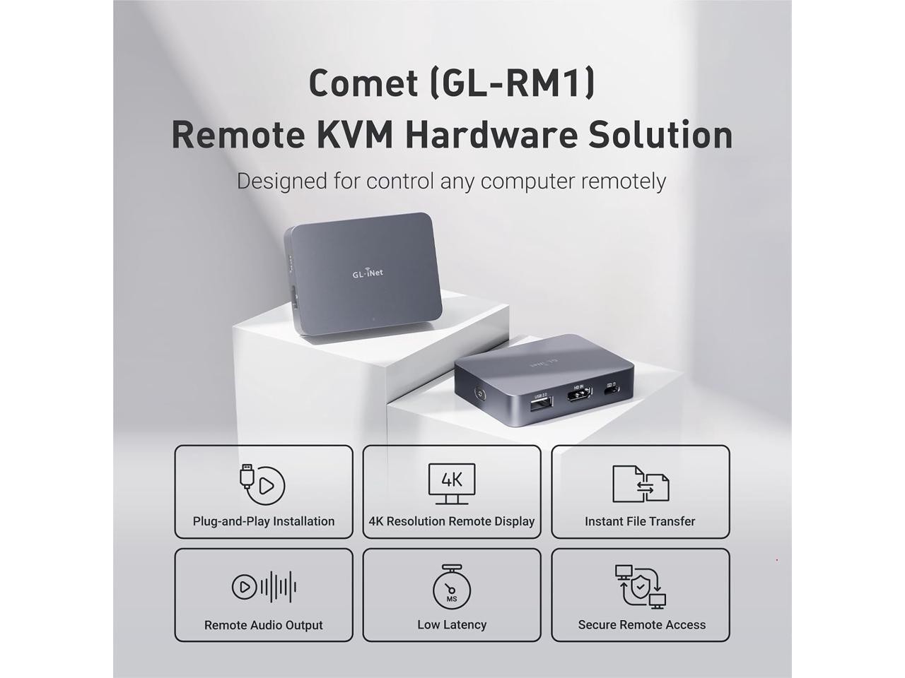 GL.iNet Comet (GL-RM1) Remote KVM Over Internet, 4K@30Hz Tailscale