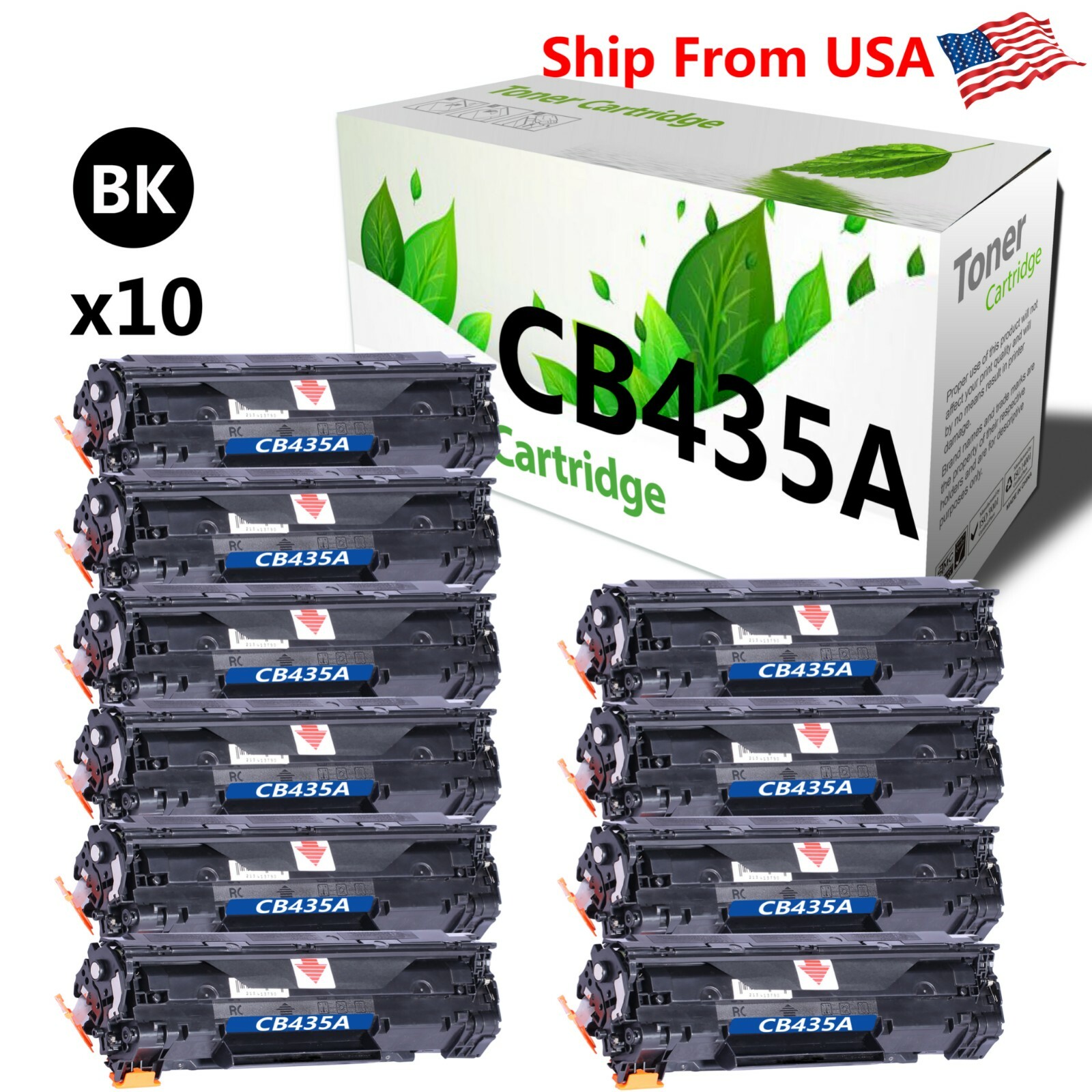 10PK CB435A Toner Cartridge 435A for P1002 P1003 P1004 P1006