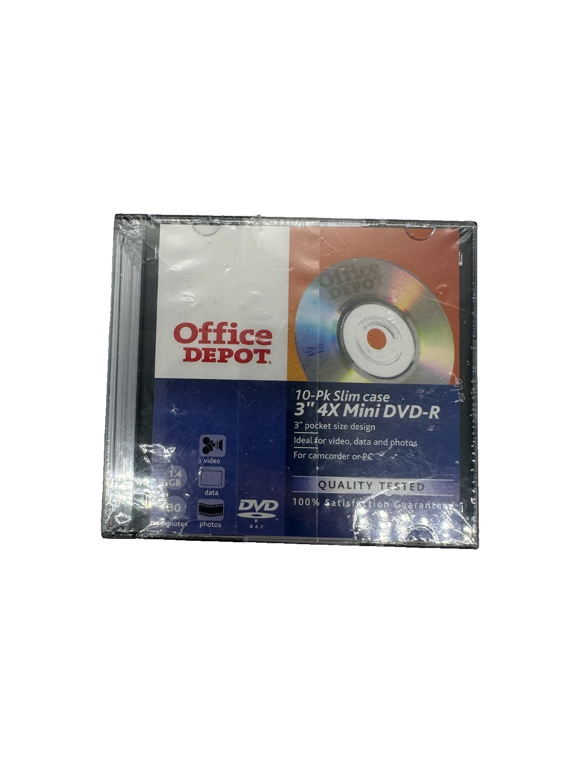 10 Pack of Office Depot Mini DVD-R Discs with Cases New Sealed