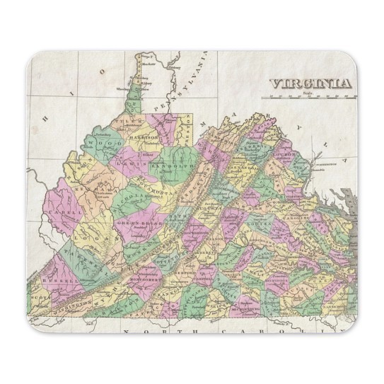 CafePress Vintage Map Of Virginia (1827) Mousepad  (1550278127)