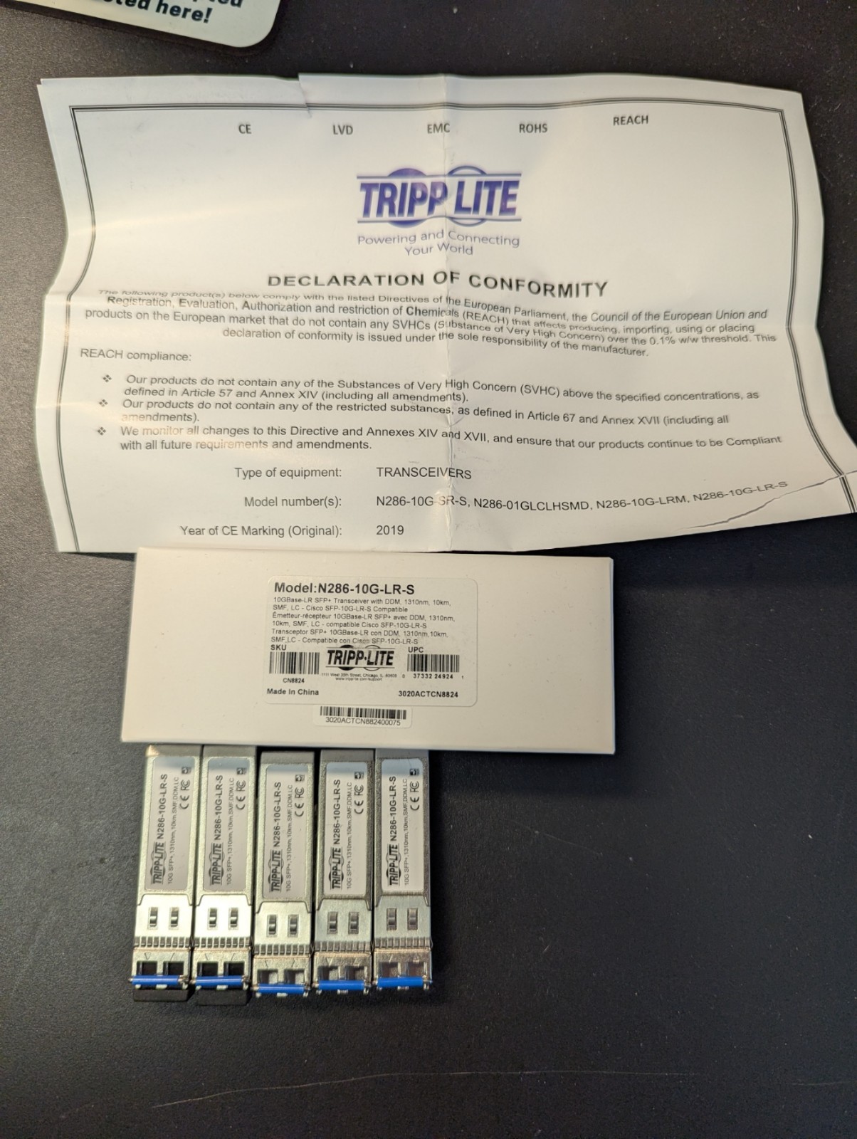Tripp Lite N286-10G-LR-S 10G SFP+ Transceiver | Cisco Compatible | 10km SMF | LC