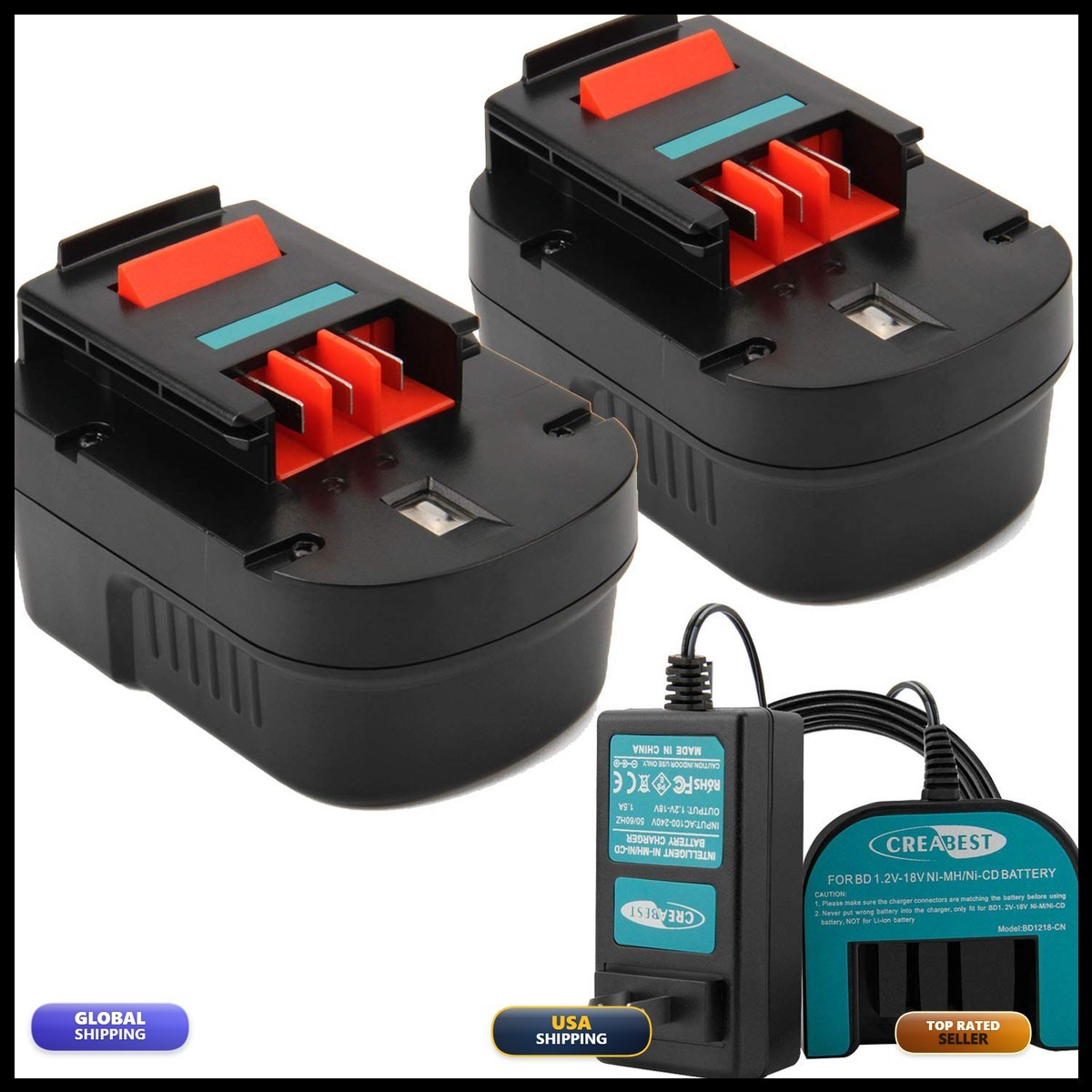 CREABEST 2Packs 12V 3.5Ah Replacement Battery for Black and Decker HPB12