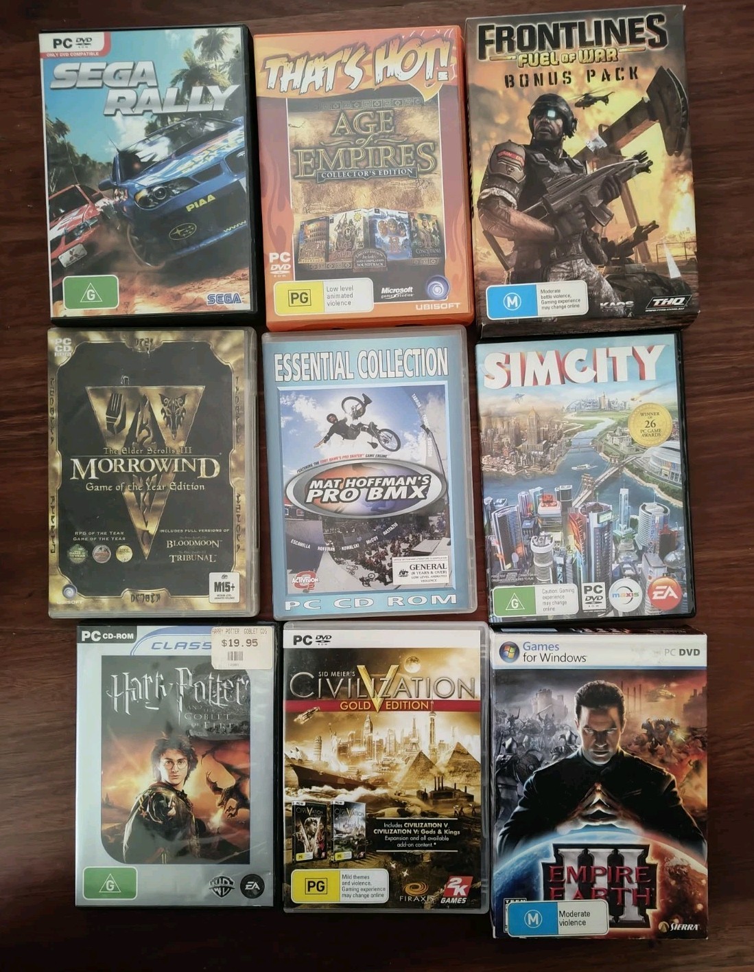 PC GAMES X 9 BUNDLE Civilization V, Sega Rally, Harrry Potter, Empire earth 3