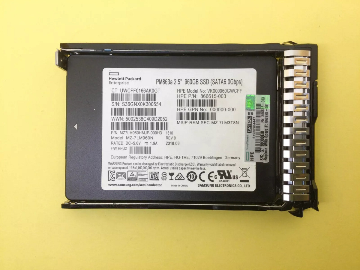NEW HPE/Samsung 2.5" 960GB SATA 6G G10 Server SSD Replace P18434-B21 P18478-001