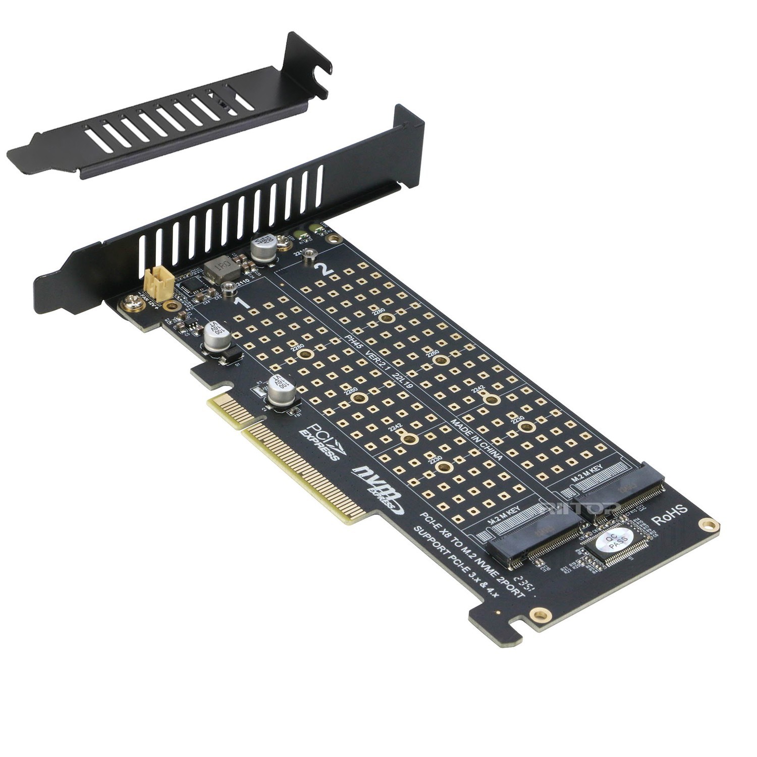 Dual M.2 NVMe to PCIe 4.0 X8 Adapter (PCIe Bifurcation Motherboard is Required)