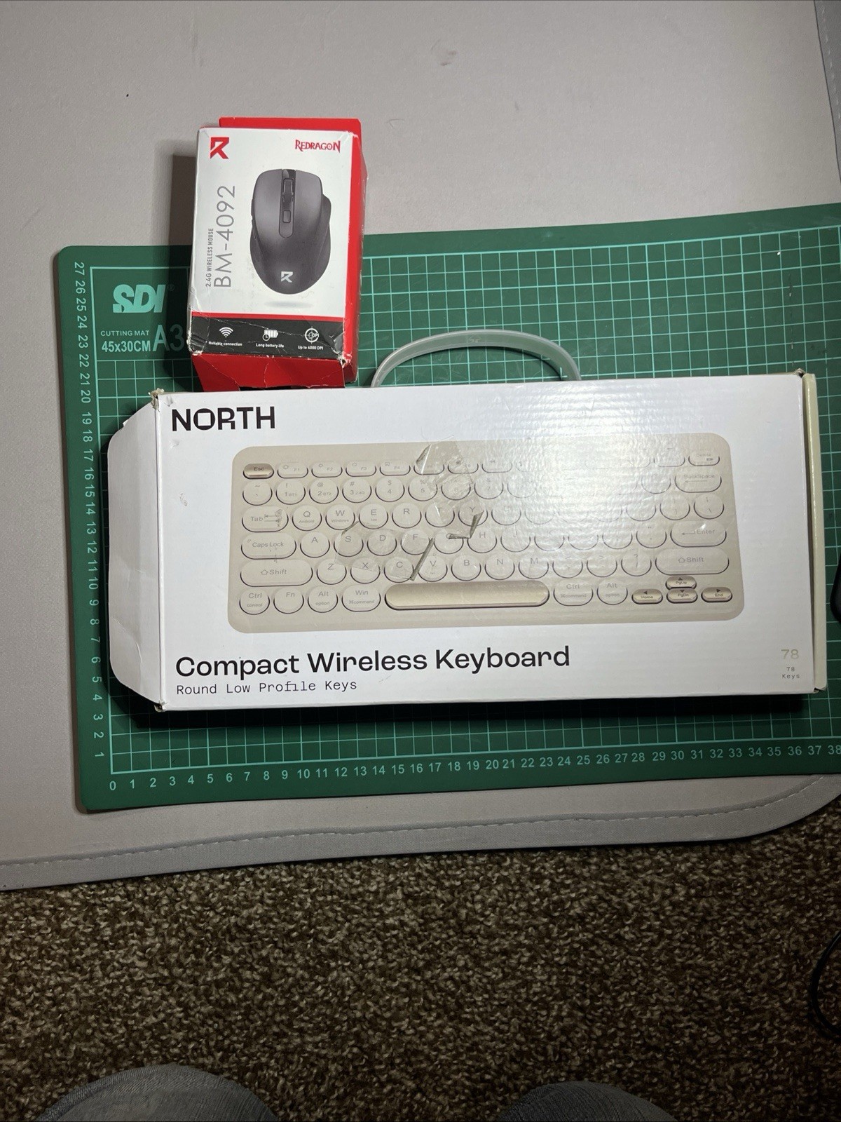North Compact Square Key Wireless Keyboard + Red Dragon Mouse BM4092