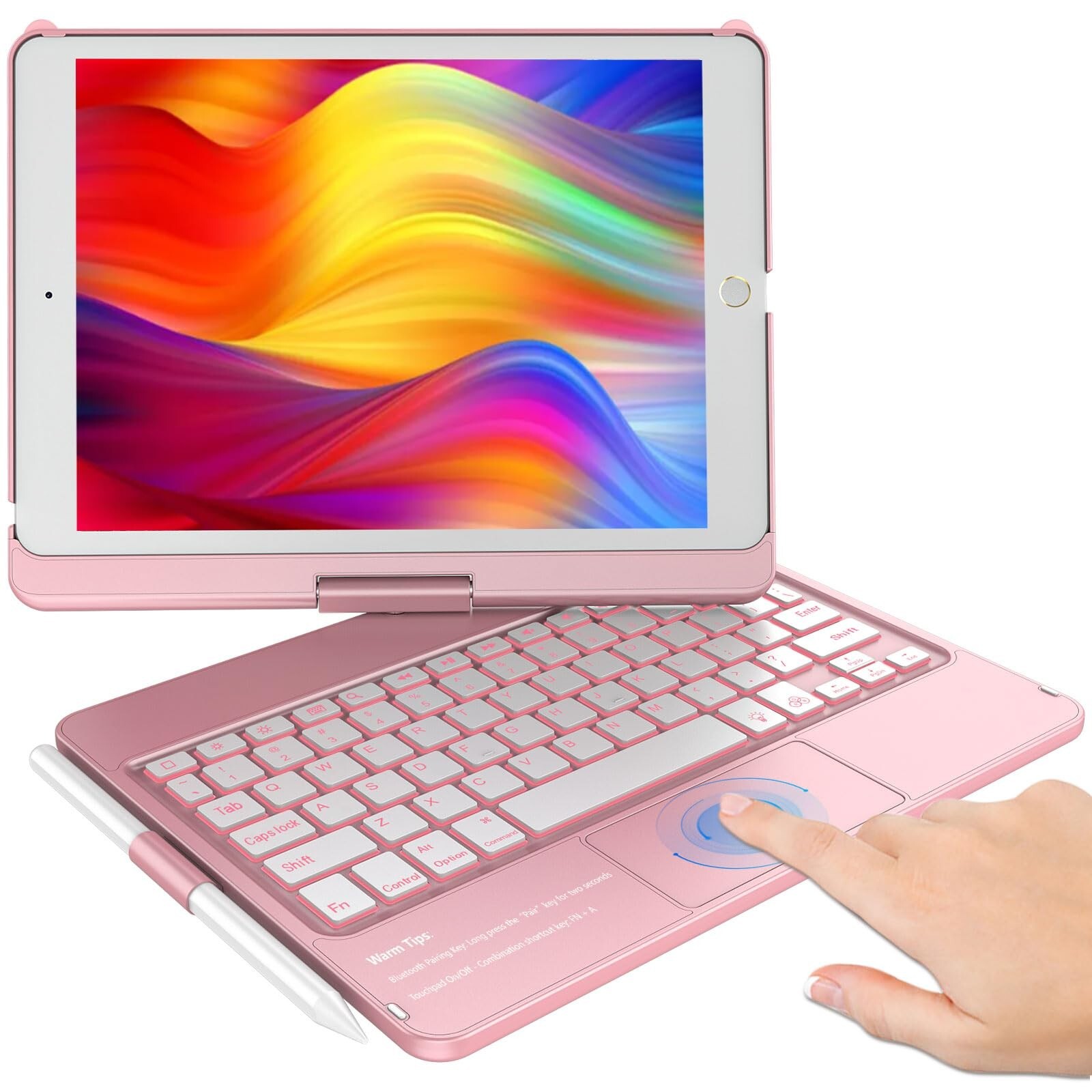 KBCASE Touchpad Keyboard Case for iPad 9th/8th/7th 10.2 inch, Backlit Trackpa...