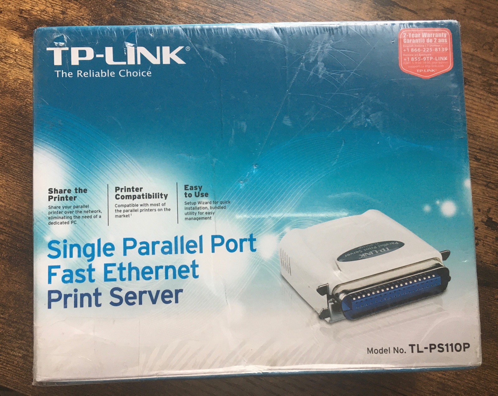 TP-Link TL-PS110P Single Parallel Port Fast Ethernet Print Server *READ*