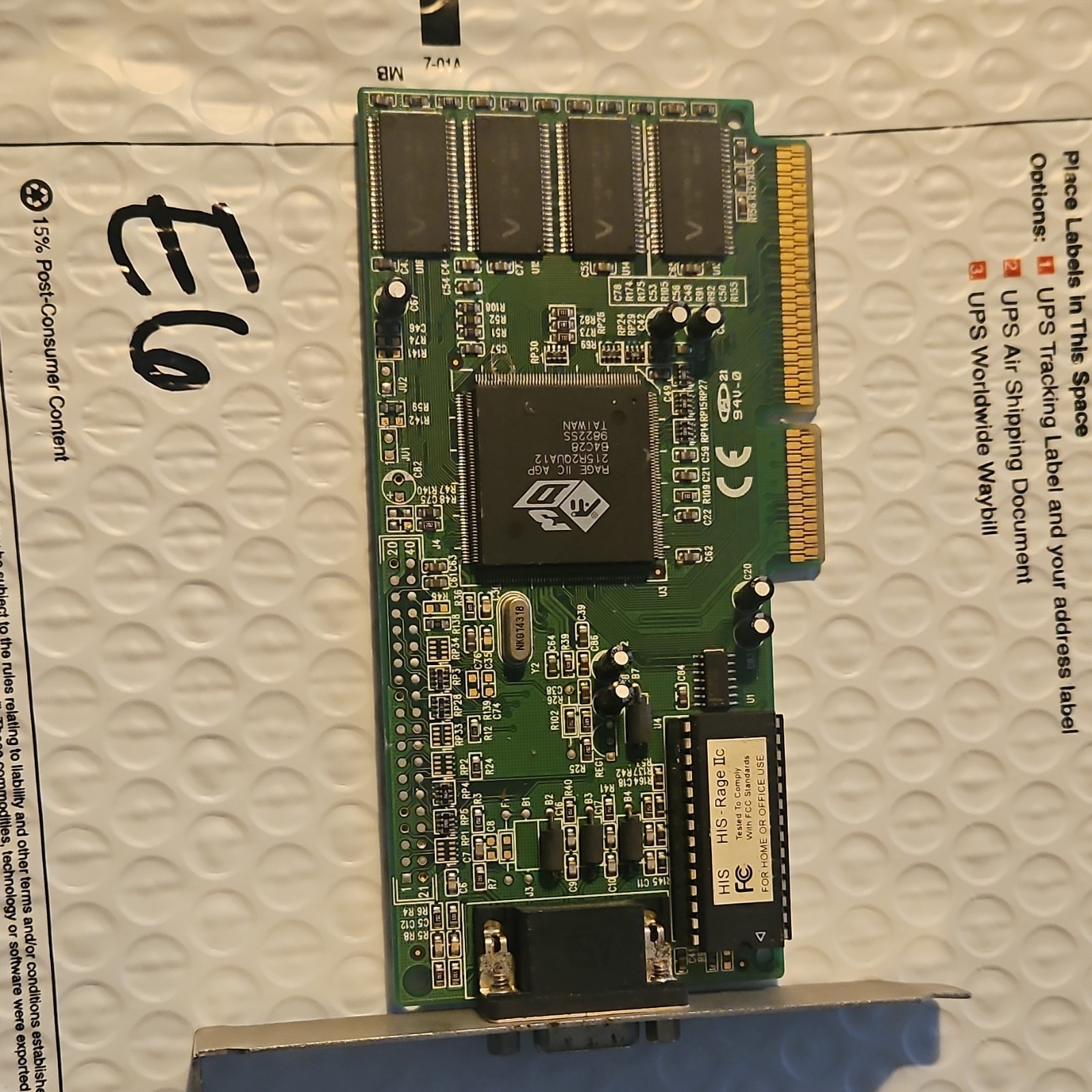 HIS ATI Rage IIC AGP VGA Graphics Card 8MB SDRAM Multi-Monitor Direct3D