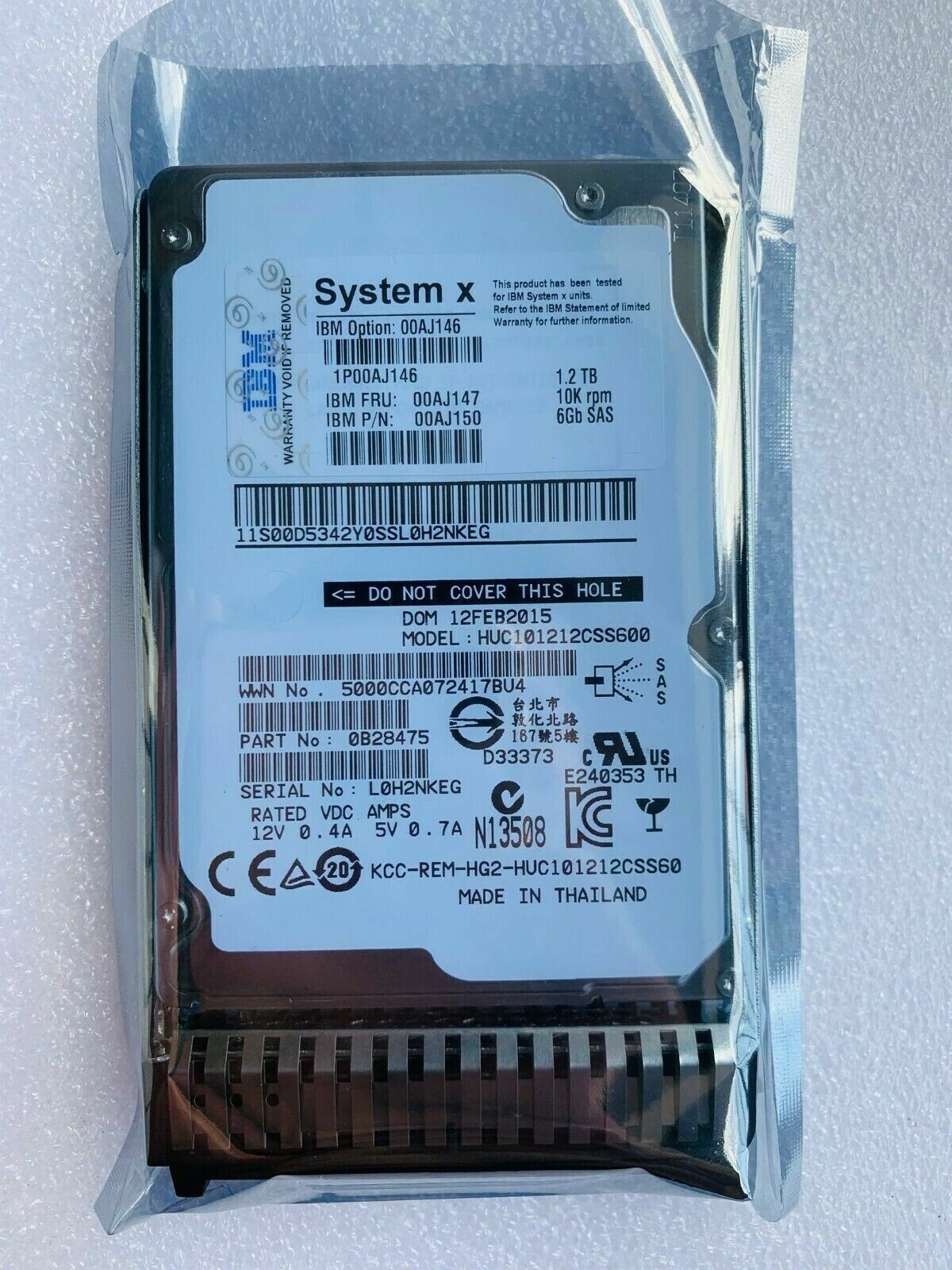 00AJ146 FIT FOR IBM System X 1.2TB 10K RPM 6G SAS 2.5" HDD 00AJ147 00AJ150