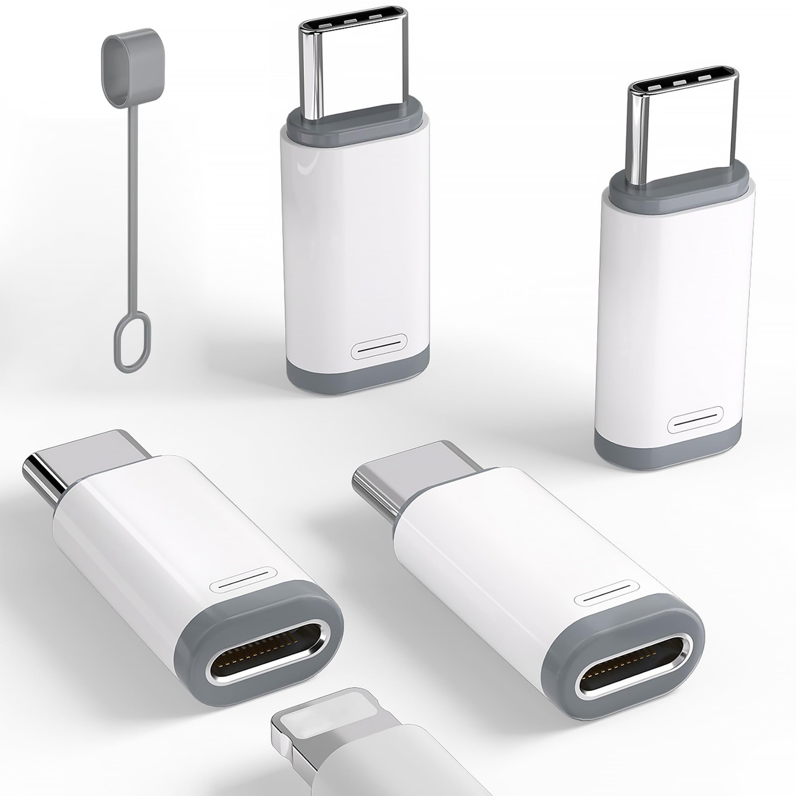 4 Pack Lightning to USB C Adapter Compatible For iPhone 17 White