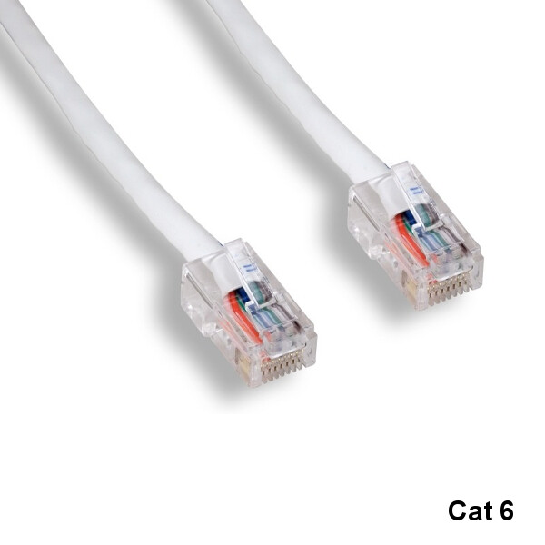 KNTK White 25ft Cat6 UTP Non-Booted Ethernet Patch Cable 24AWG 550MHz Networking