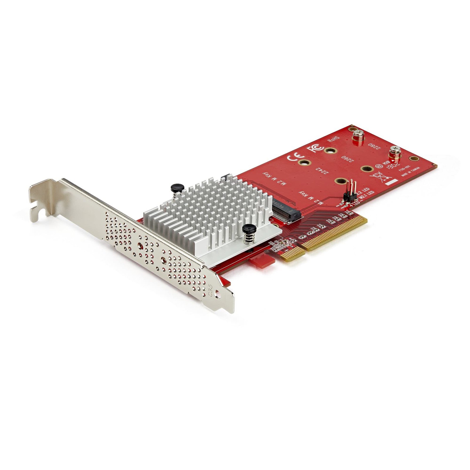StarTech Dual M.2 PCIe SSD Adapter, x8/x16 NVMe/AHCI, 3.0 SSD, Red