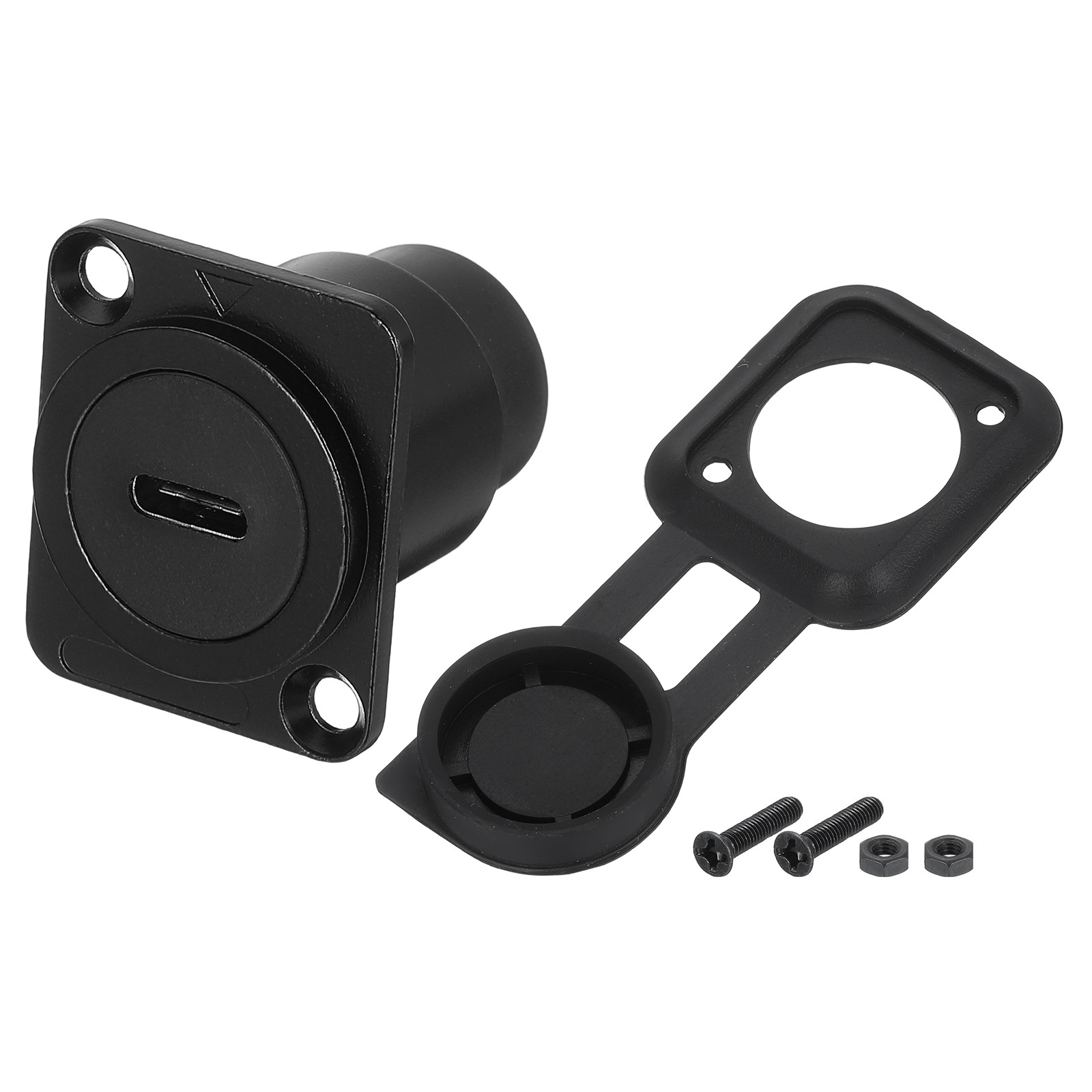 1Pcs Type C Panel Mount Coupler, D-Type USB C Pass Through 10Gbps Black
