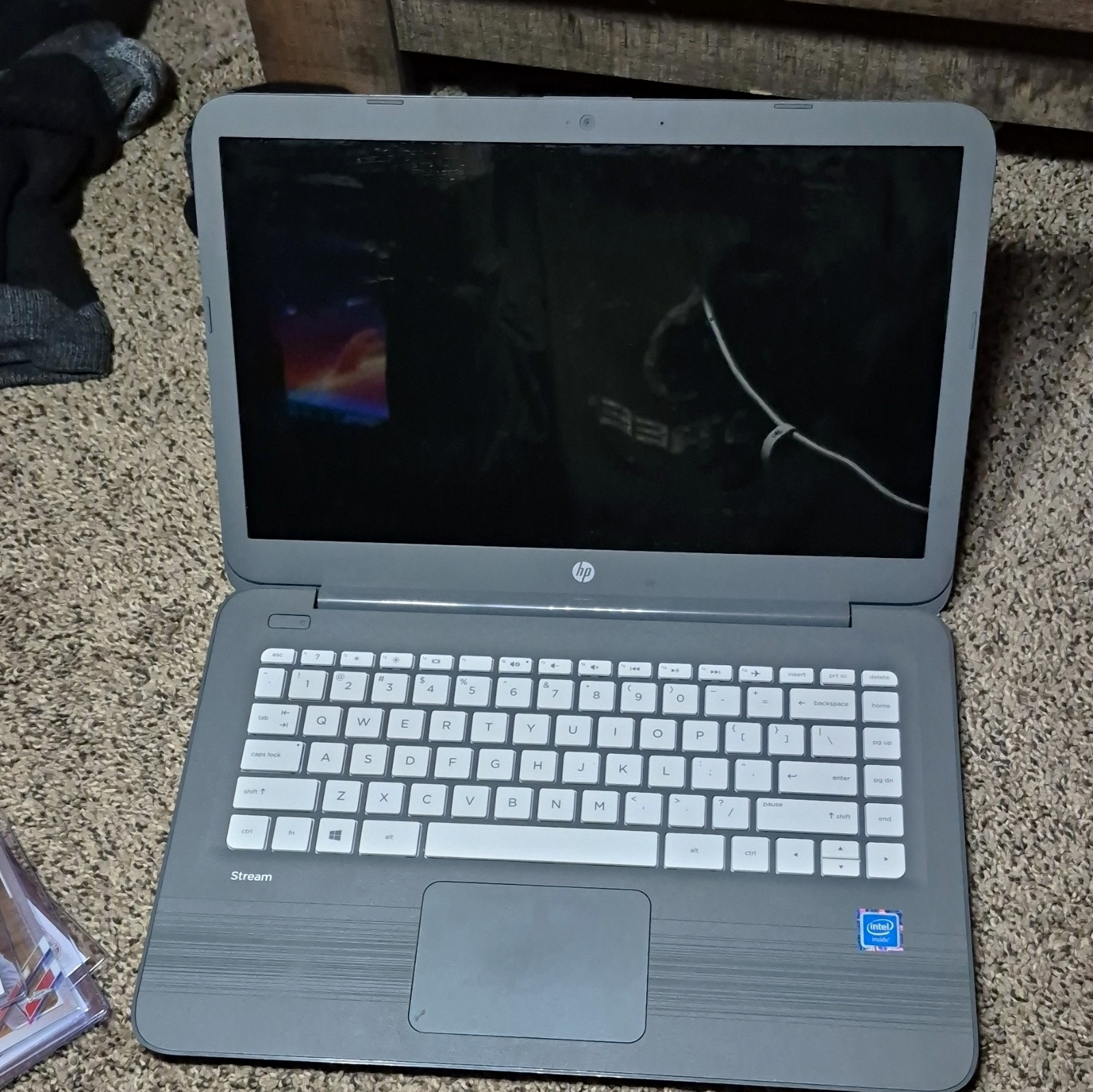 HP Stream 14in Gray Laptop Intel Windows Webcam HDMI USB SD Slot Charger