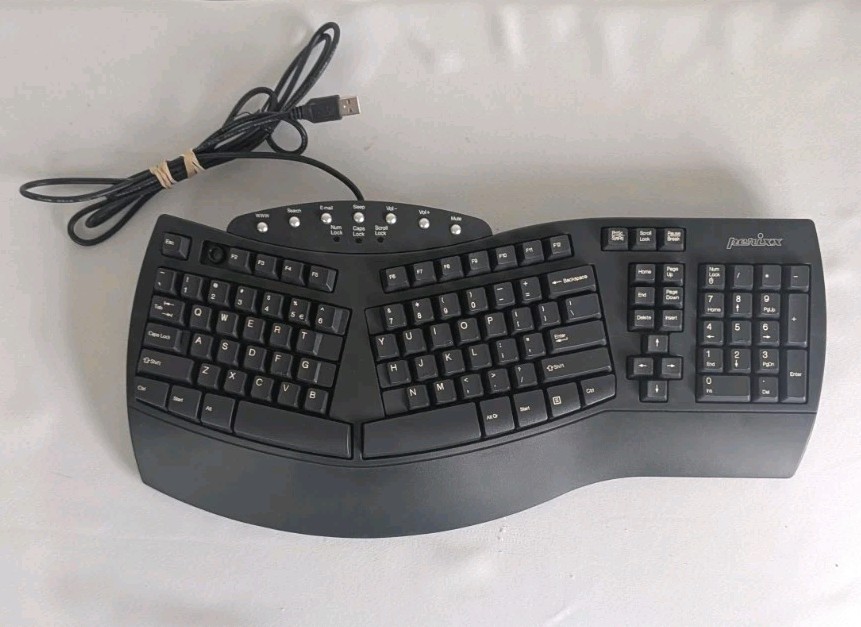 Perixx Periboard-512 KU-9938 Works *Missing F1 Key* Ergonomic Wired Keyboard 