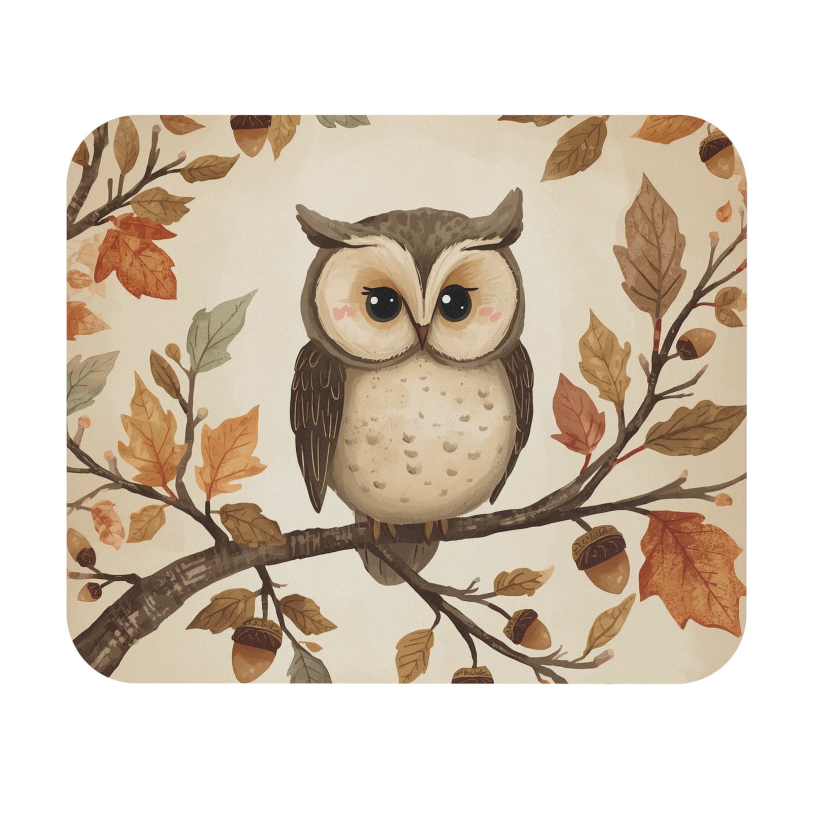 Fall Owl Mouse Pad | Autumn Mouse Pad | Woodland Owl Desk Decor