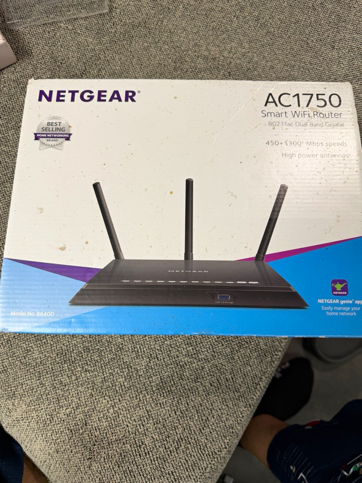 NETGEAR R6400-100NAS AC1750 Dual-Band Gigabit WiFi Router 4-Port Black