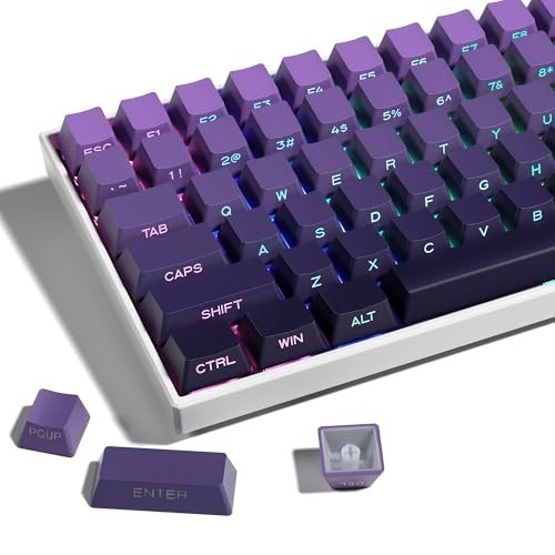 Keycaps Set 136 PBT Double Shot Purple Side Print for Mechanical Keyboard