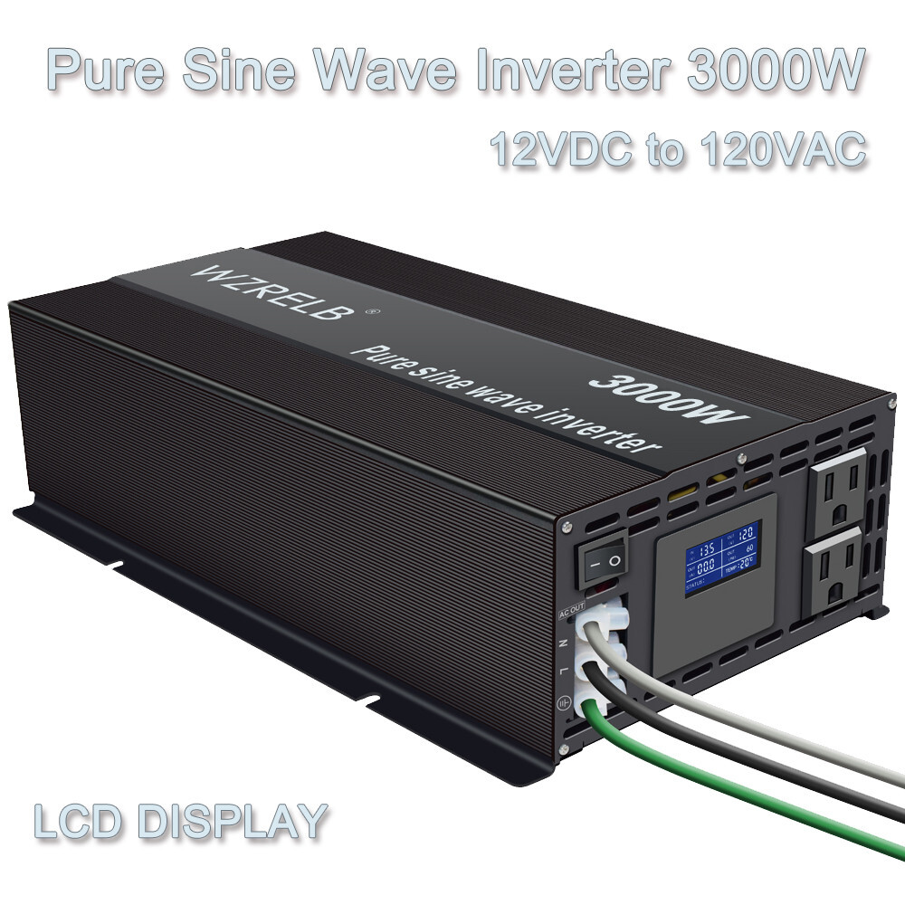 WZRELB 3000W Pure Sine Wave Inverter 12V DC Power Converter Solar System Camp RV
