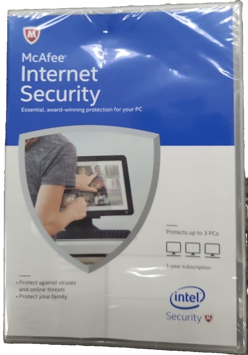 NEW McAfee Internet Security 2015 - 3 PCs 1 Year protection NEW SEALED