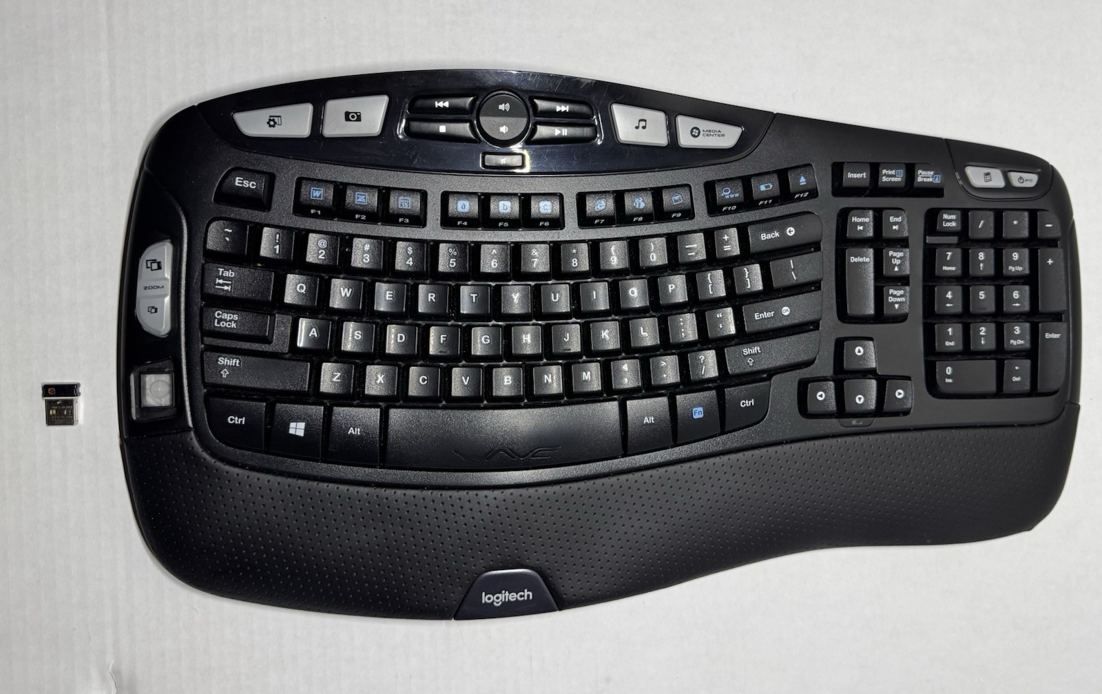 Logitech K350 Wireless Wave Ergonomic Keyboard w/ Unifying Receiver SEE DESCRIP