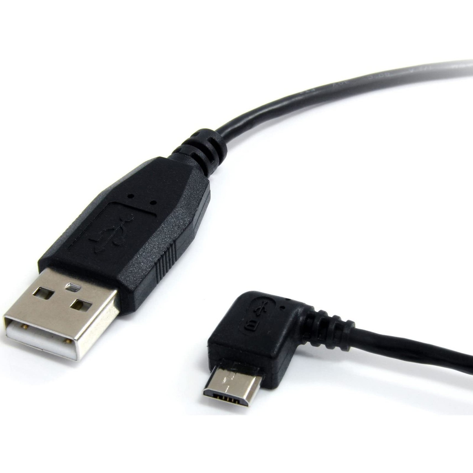 StarTech 6ft/1.8m USB-A to Micro-B Cable - Left-Angle - 6 ft / 2m, Black