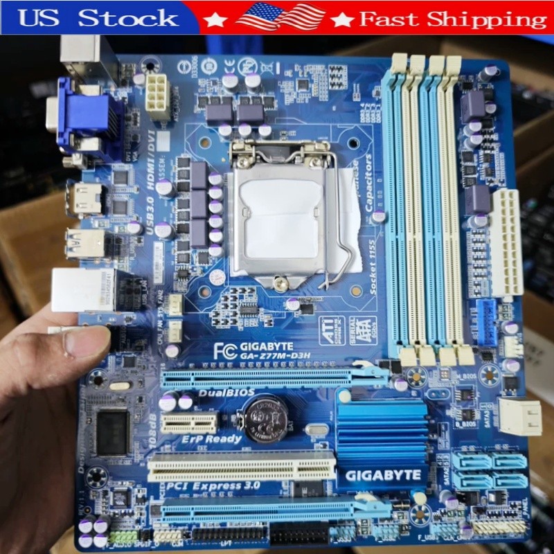 Used Gigabyte GA-Z77M-D3H LGA1155 Z77 DDR3 Micro ATX Motherboard USB3.0 HDMI