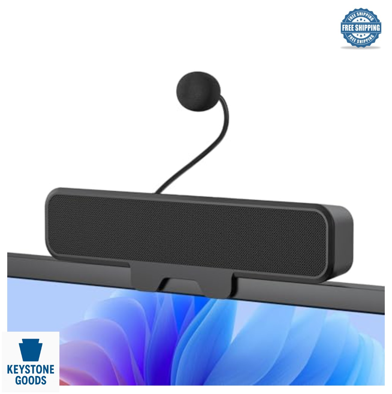 Computer Speakers USB Plug and Play Detachable Mic Clip On Monitor Stereo Sound