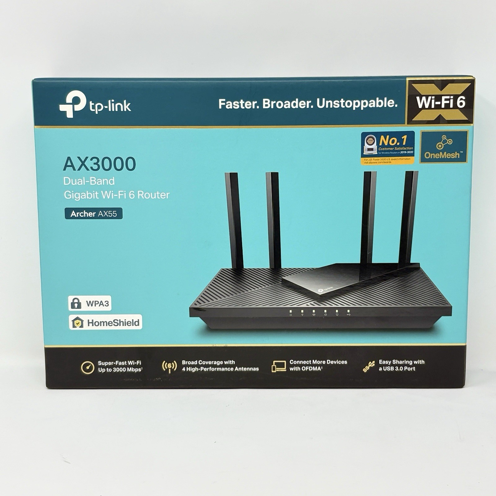 TP-Link Archer AX55 AX3000 Wi-Fi 6 Dual-Band Router 4-Port USB 3.0 NEW Open Box