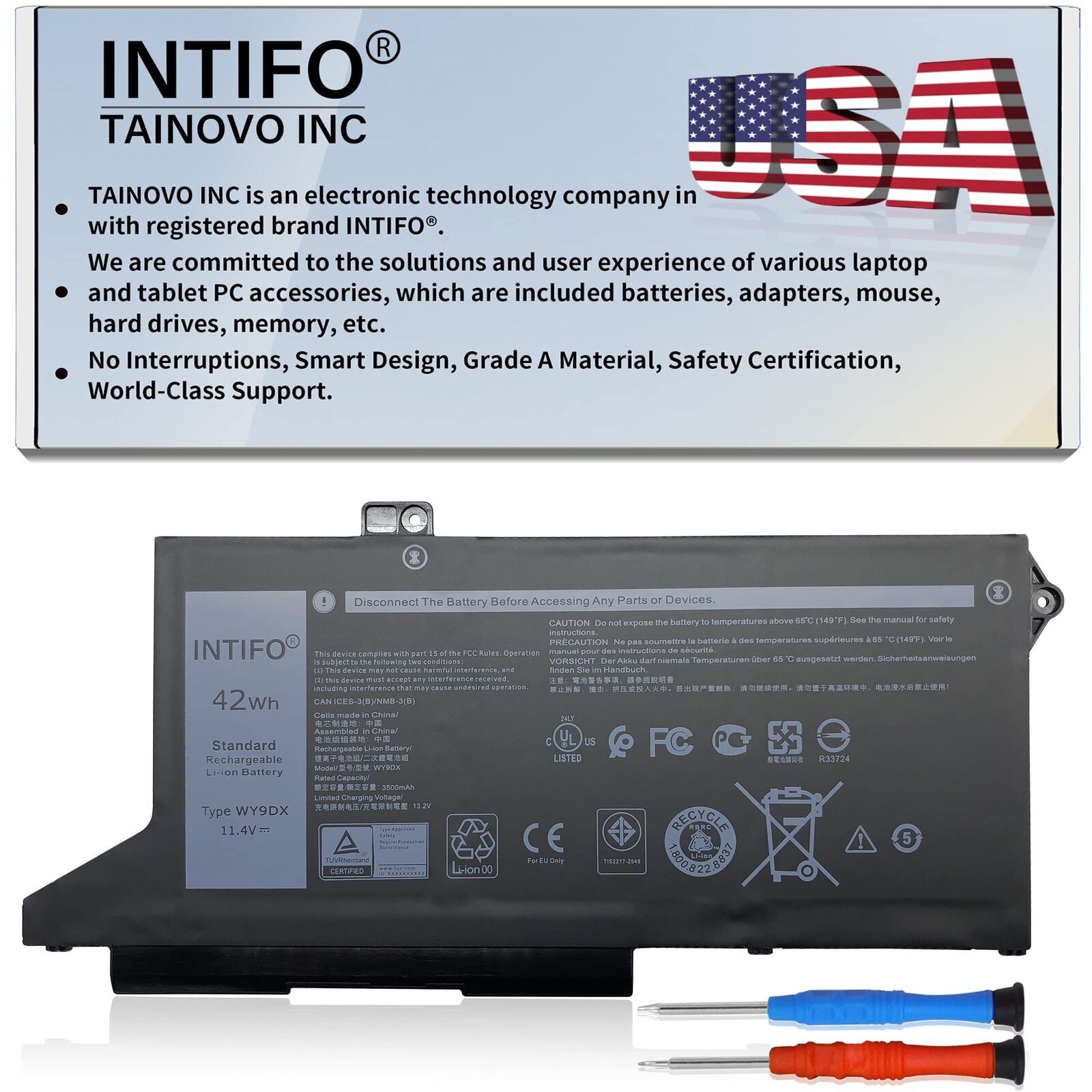 INTIFO 42Wh WY9DX Laptop Battery Compatible with Dell Latitude 5420 5520 Prec...