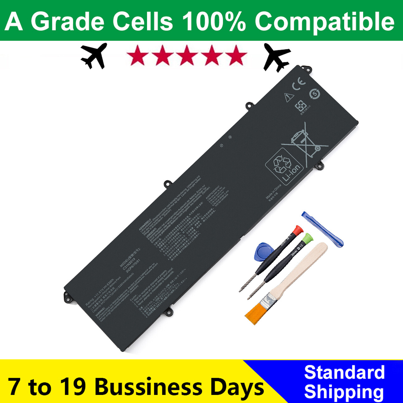 C31N2019 Battery For Asus VivoBook Pro 14X OLED M7400 15 OLED M3500QC 63WH