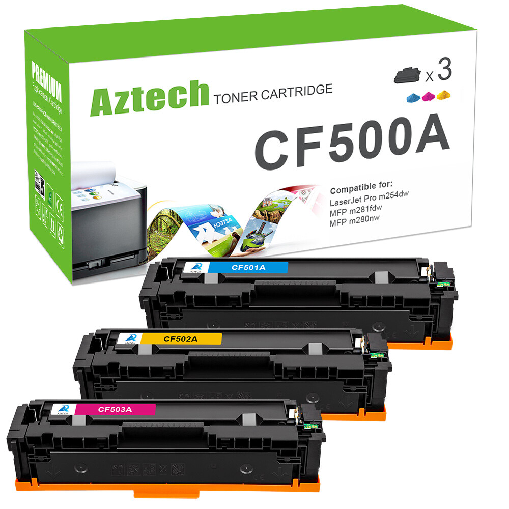 3x Color Toner Compatible With HP 202A CF501A M254dw dn LaserJet Pro M281cdw MFP