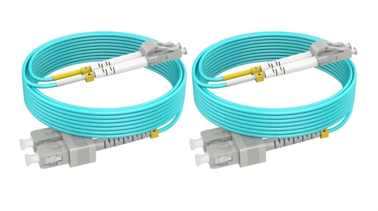 OM4 SC LC Fiber Patch Cables Multimode MMF, 26ft/8m, 2Pack